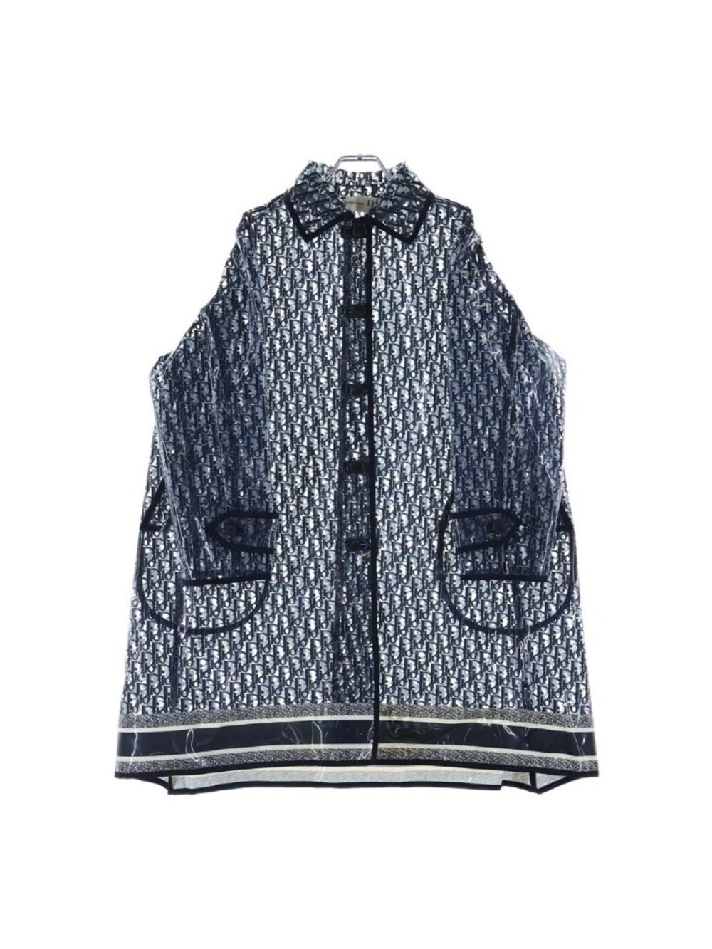Dior Oblique All Over Print Vinyl Rain Coat Clear Navy
